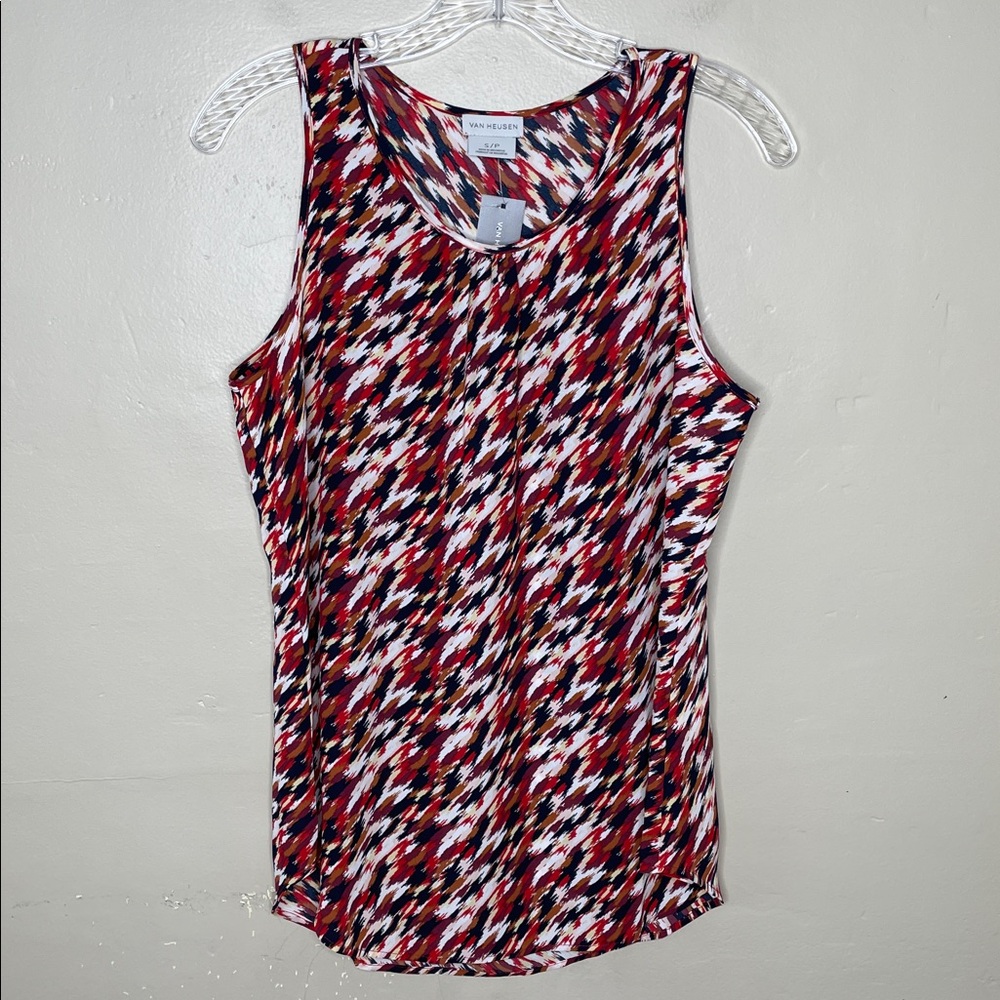 VAN HEUSEN Blouse Tank Burgundy & Burnt Orange Popover Corporate Career NWT Sm